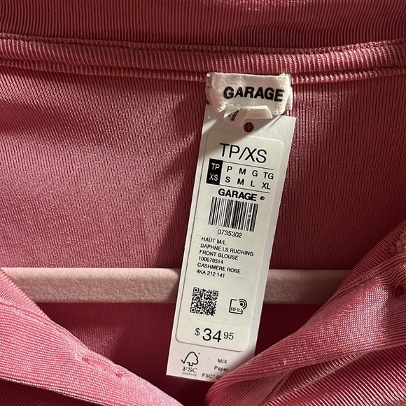 Garage Pink XS Daphne Ruching Front Collared Long sleeve Blouse - Picture 2 of 2